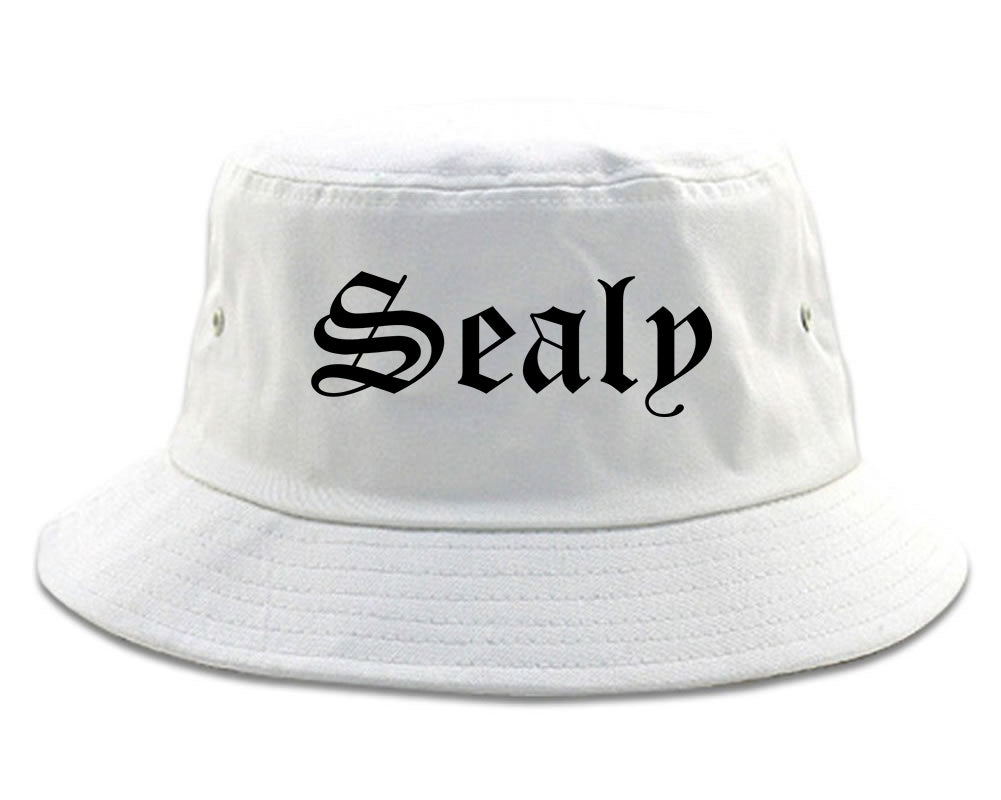 Sealy Texas TX Old English Mens Bucket Hat White