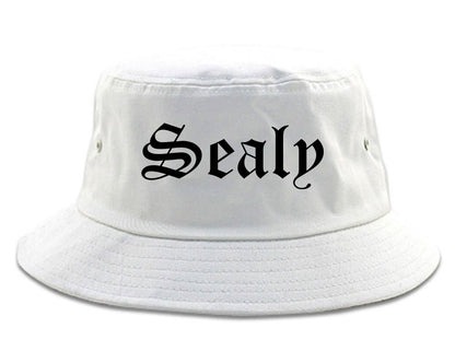 Sealy Texas TX Old English Mens Bucket Hat White
