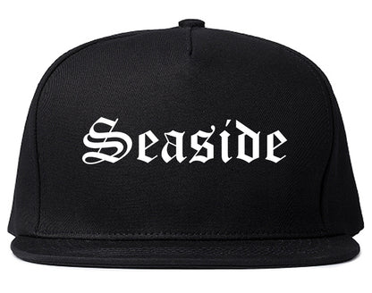 Seaside California CA Old English Mens Snapback Hat Black