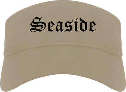 Seaside California CA Old English Mens Visor Cap Hat Khaki