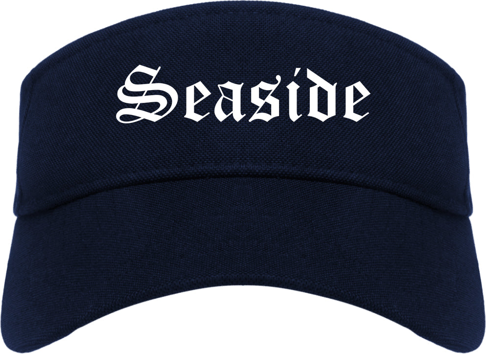 Seaside California CA Old English Mens Visor Cap Hat Navy Blue