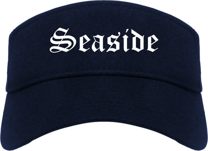 Seaside California CA Old English Mens Visor Cap Hat Navy Blue