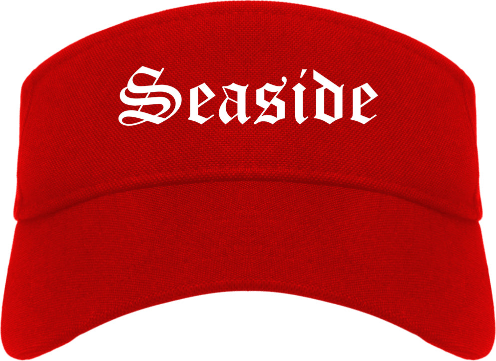 Seaside California CA Old English Mens Visor Cap Hat Red