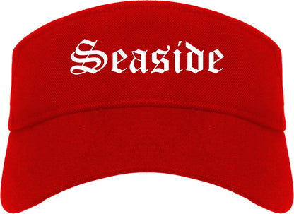 Seaside California CA Old English Mens Visor Cap Hat Red