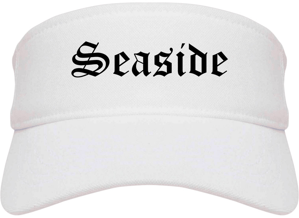 Seaside California CA Old English Mens Visor Cap Hat White