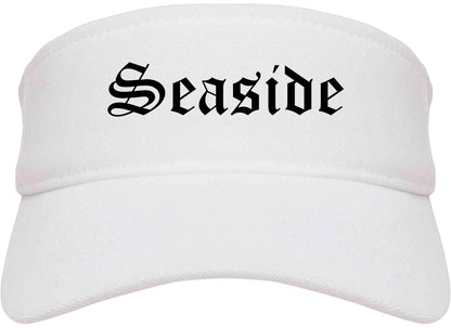 Seaside California CA Old English Mens Visor Cap Hat White
