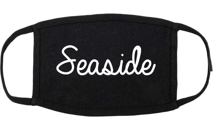 Seaside Oregon OR Script Cotton Face Mask Black