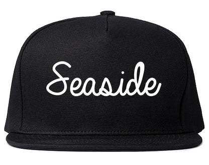 Seaside Oregon OR Script Mens Snapback Hat Black