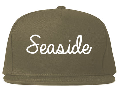 Seaside Oregon OR Script Mens Snapback Hat Grey