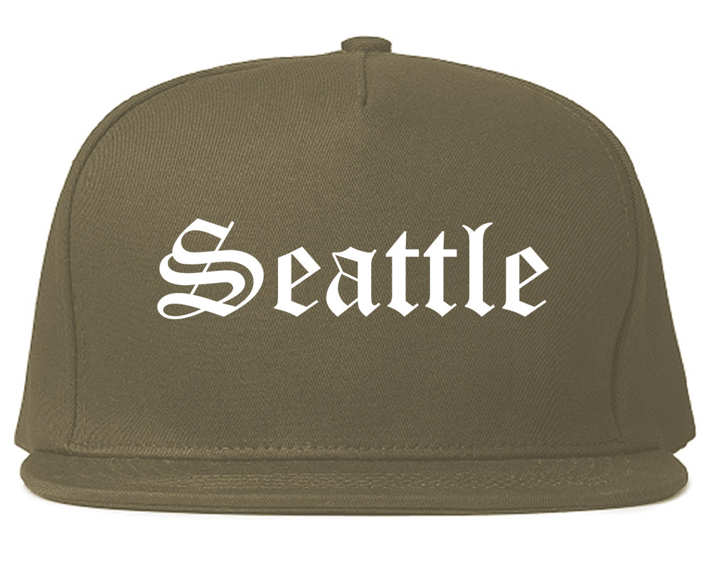 Seattle Washington WA Old English Mens Snapback Hat Grey