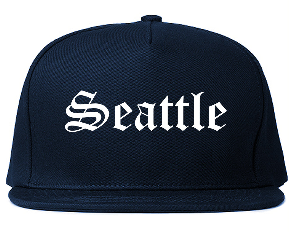 Seattle Washington WA Old English Mens Snapback Hat Navy Blue