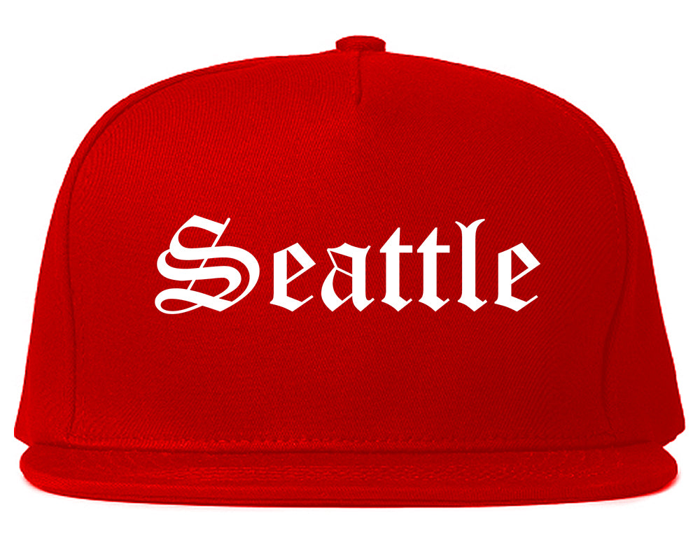 Seattle Washington WA Old English Mens Snapback Hat Red