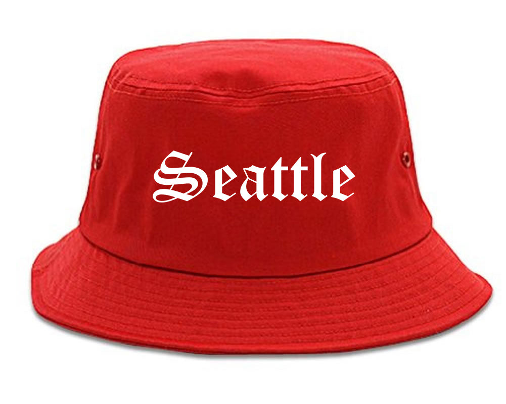 Seattle Washington WA Old English Mens Bucket Hat Red