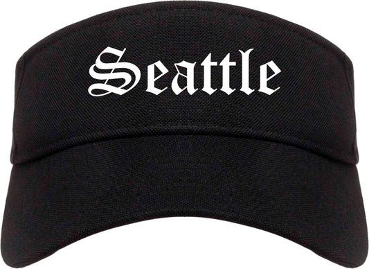 Seattle Washington WA Old English Mens Visor Cap Hat Black