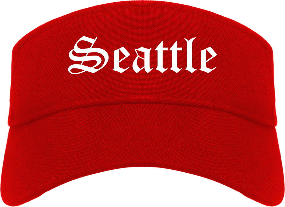 Seattle Washington WA Old English Mens Visor Cap Hat Red