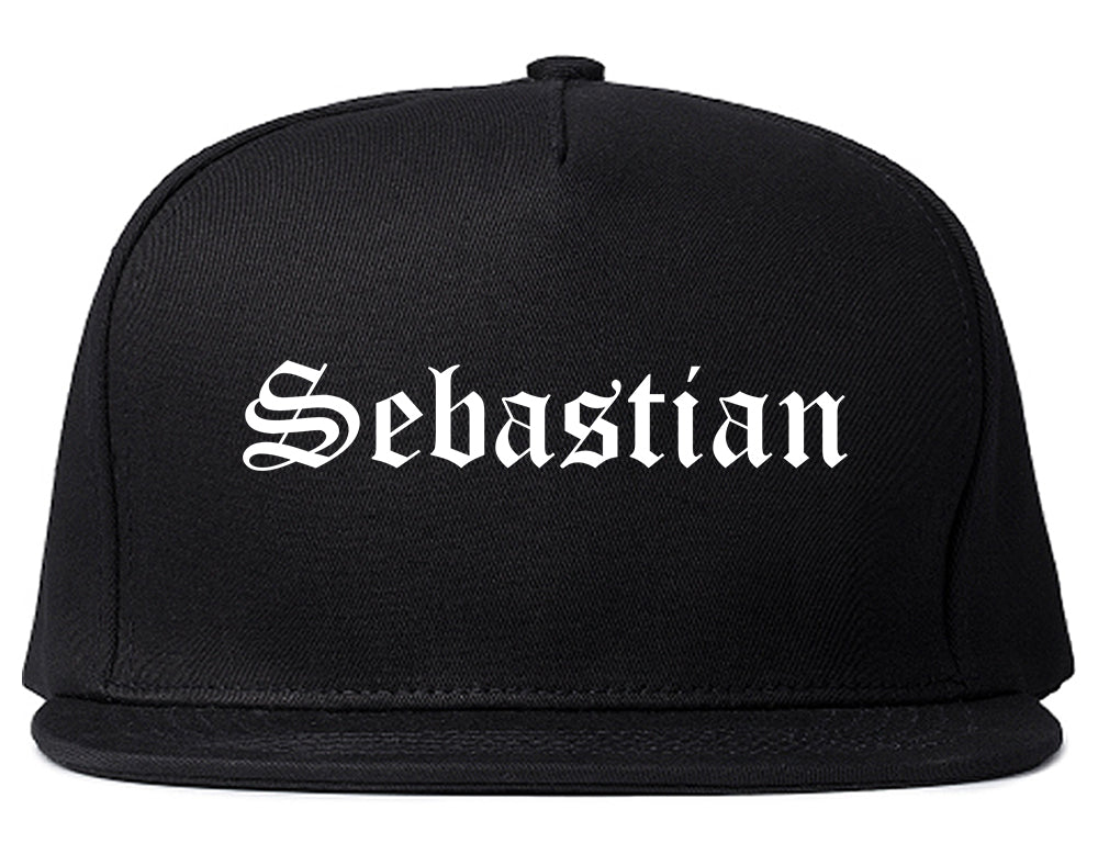 Sebastian Florida FL Old English Mens Snapback Hat Black