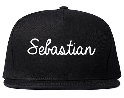 Sebastian Florida FL Script Mens Snapback Hat Black