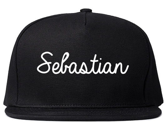 Sebastian Florida FL Script Mens Snapback Hat Black