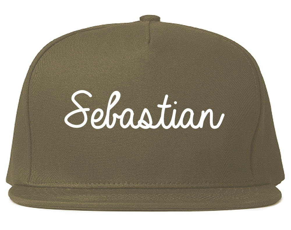 Sebastian Florida FL Script Mens Snapback Hat Grey