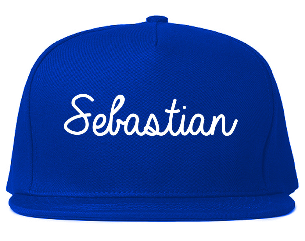 Sebastian Florida FL Script Mens Snapback Hat Royal Blue