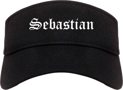 Sebastian Florida FL Old English Mens Visor Cap Hat Black