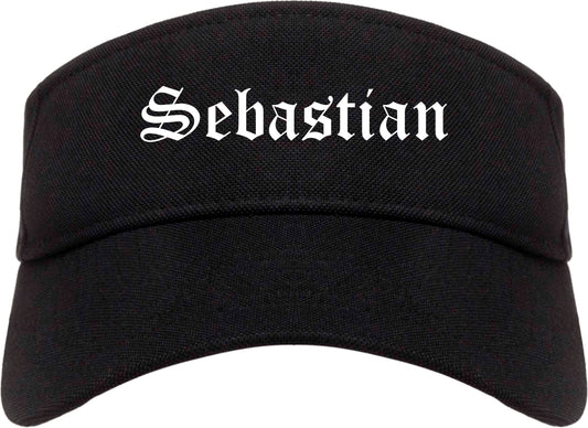 Sebastian Florida FL Old English Mens Visor Cap Hat Black