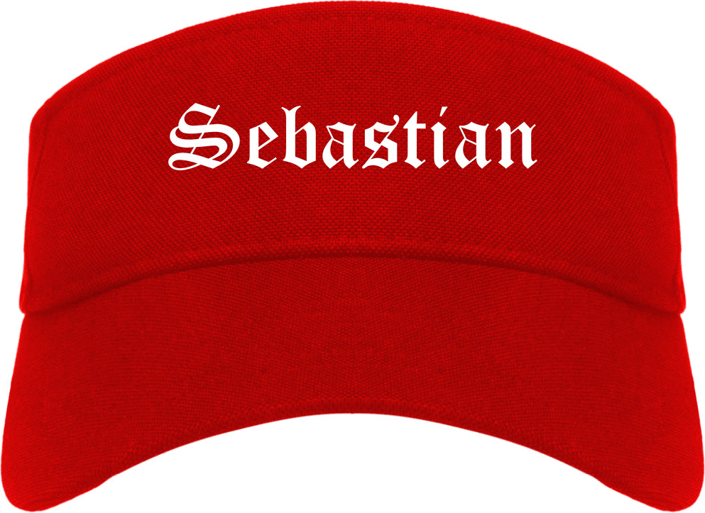 Sebastian Florida FL Old English Mens Visor Cap Hat Red