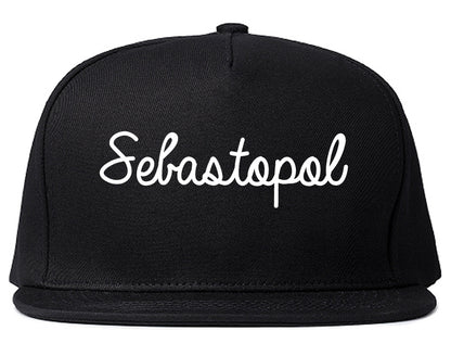 Sebastopol California CA Script Mens Snapback Hat Black