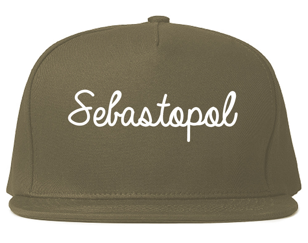 Sebastopol California CA Script Mens Snapback Hat Grey