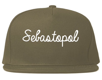 Sebastopol California CA Script Mens Snapback Hat Grey
