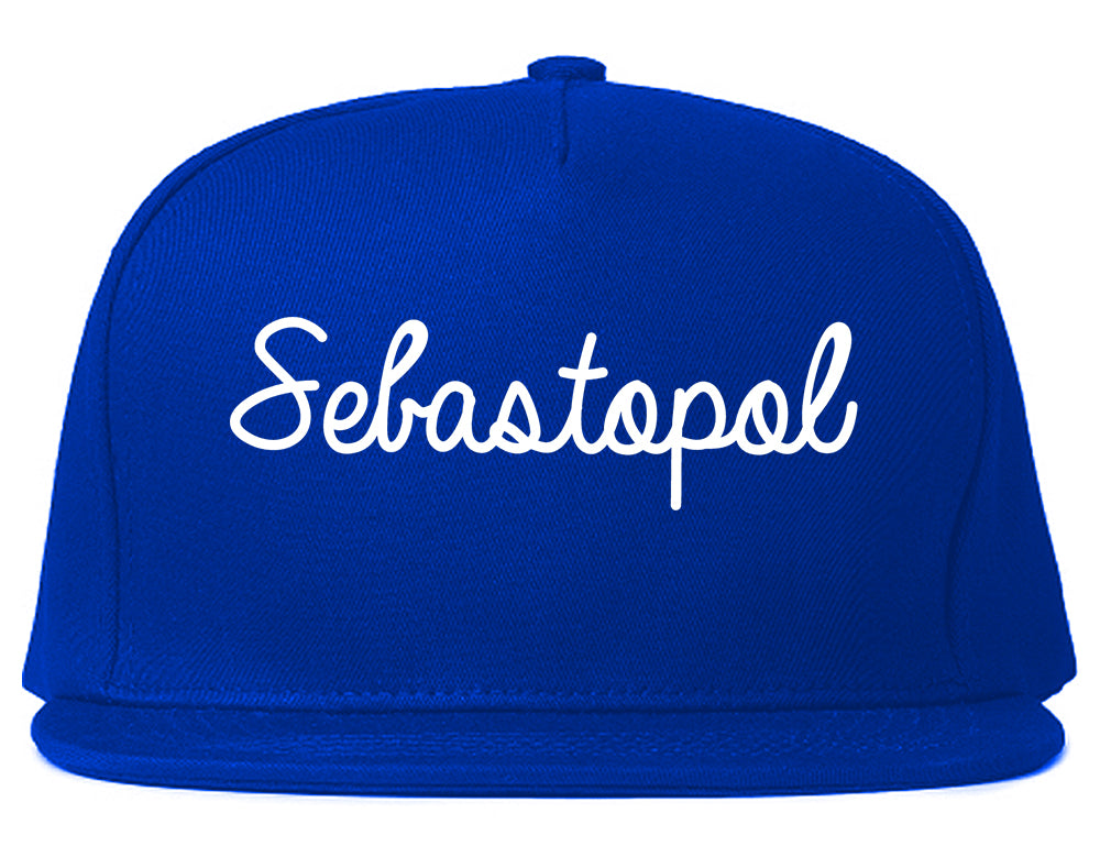 Sebastopol California CA Script Mens Snapback Hat Royal Blue