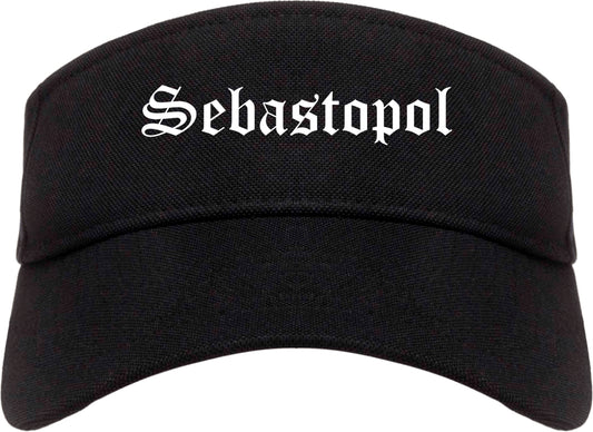 Sebastopol California CA Old English Mens Visor Cap Hat Black