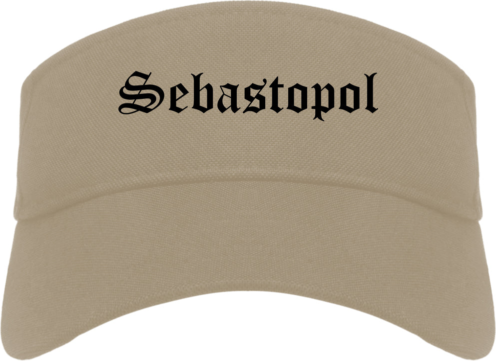 Sebastopol California CA Old English Mens Visor Cap Hat Khaki
