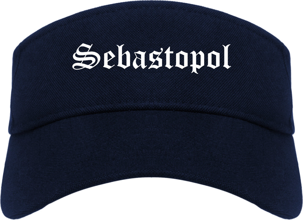 Sebastopol California CA Old English Mens Visor Cap Hat Navy Blue