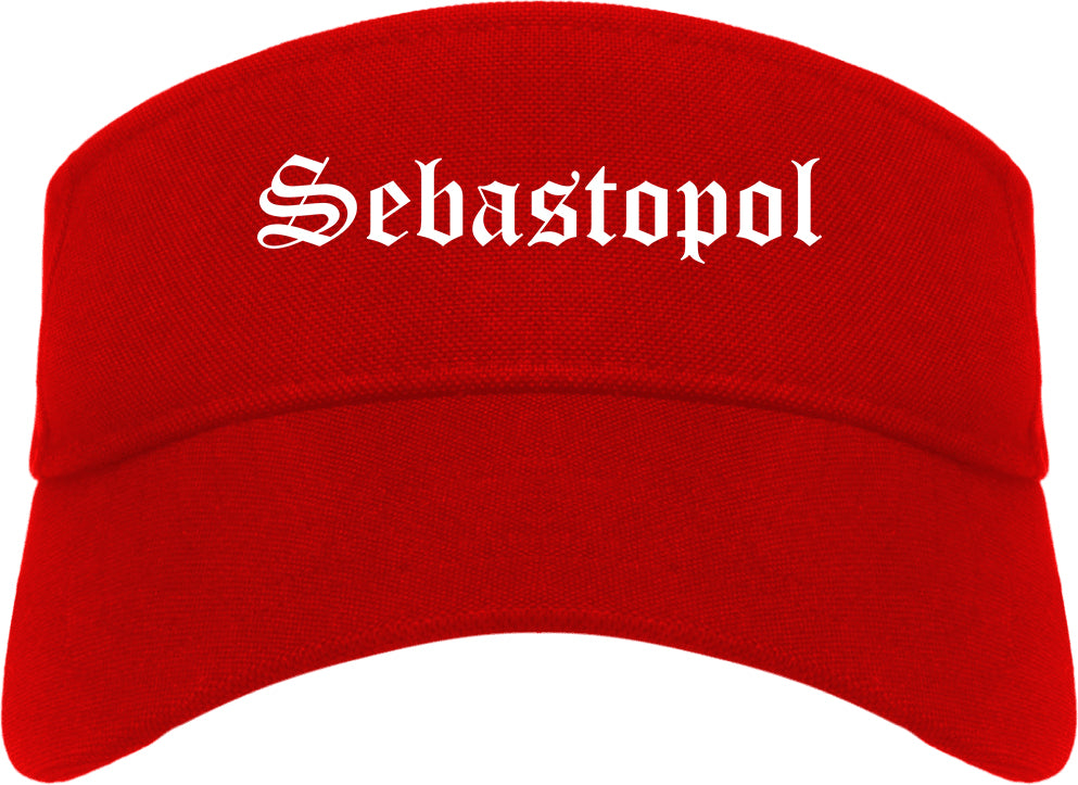 Sebastopol California CA Old English Mens Visor Cap Hat Red