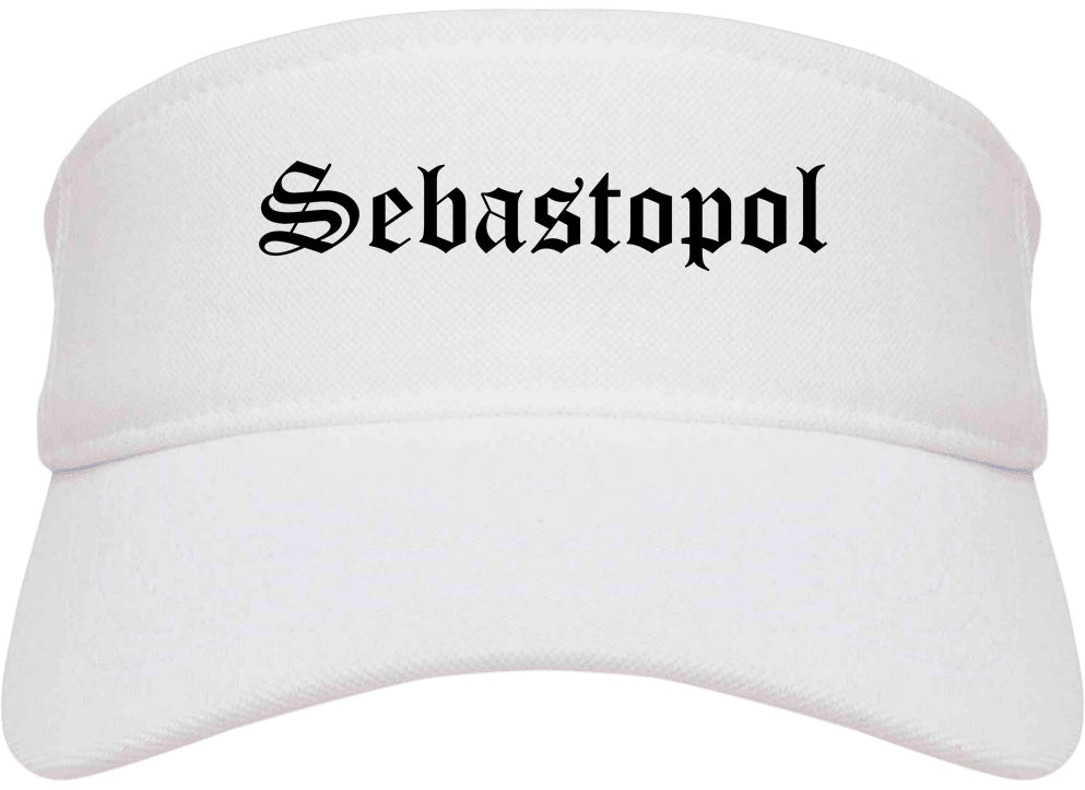 Sebastopol California CA Old English Mens Visor Cap Hat White