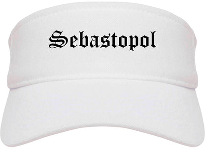 Sebastopol California CA Old English Mens Visor Cap Hat White