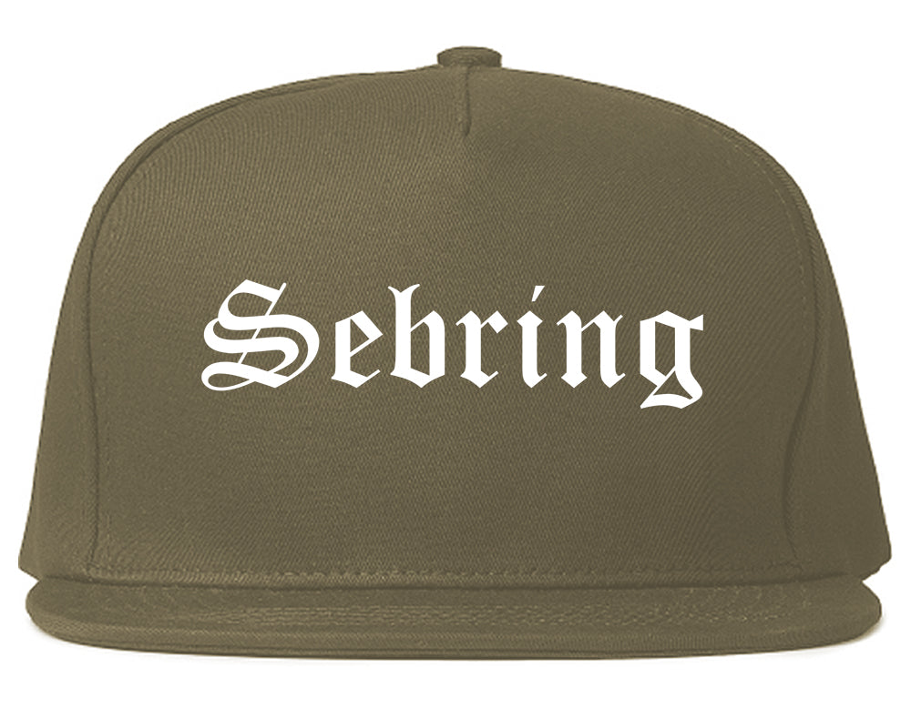 Sebring Ohio OH Old English Mens Snapback Hat Grey