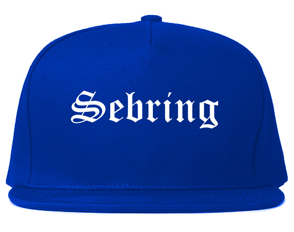 Sebring Ohio OH Old English Mens Snapback Hat Royal Blue