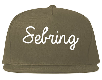 Sebring Ohio OH Script Mens Snapback Hat Grey