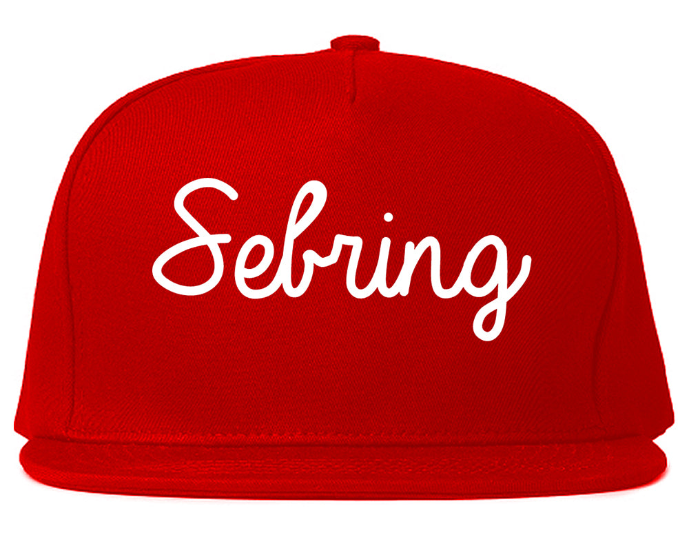Sebring Ohio OH Script Mens Snapback Hat Red