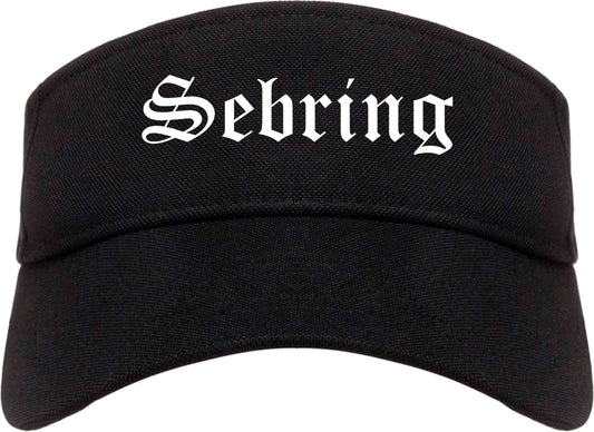 Sebring Ohio OH Old English Mens Visor Cap Hat Black