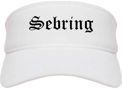 Sebring Ohio OH Old English Mens Visor Cap Hat White