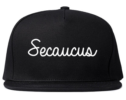 Secaucus New Jersey NJ Script Mens Snapback Hat Black