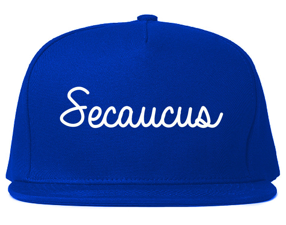 Secaucus New Jersey NJ Script Mens Snapback Hat Royal Blue
