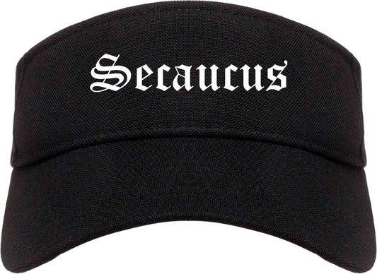 Secaucus New Jersey NJ Old English Mens Visor Cap Hat Black