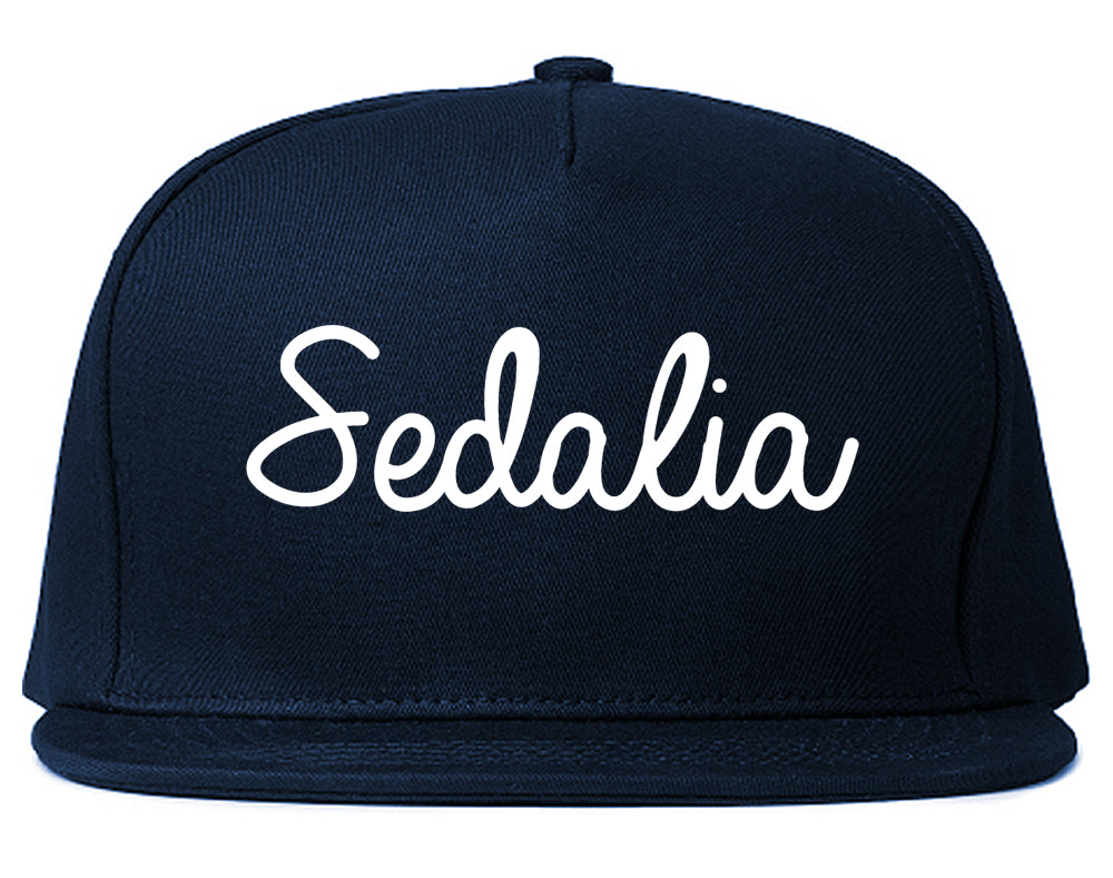 Sedalia Missouri MO Script Mens Snapback Hat Navy Blue