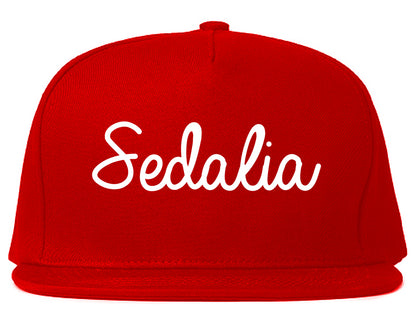 Sedalia Missouri MO Script Mens Snapback Hat Red