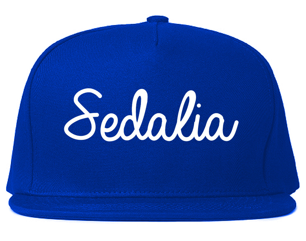 Sedalia Missouri MO Script Mens Snapback Hat Royal Blue