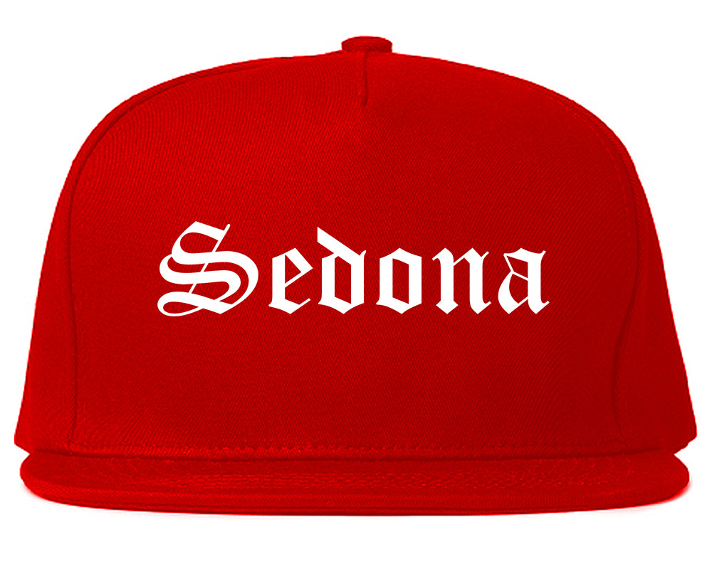 Sedona Arizona AZ Old English Mens Snapback Hat Red